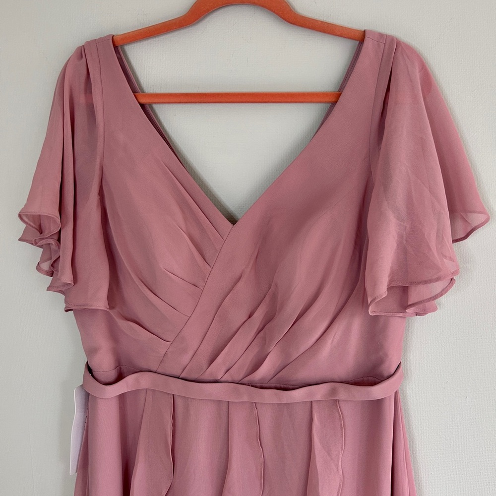 NWT AZAZIE Watson Dusty Rose Mauve Chiffon Gown Formal Maxi Dress Bridesmaid 14 - Picture 6 of 14